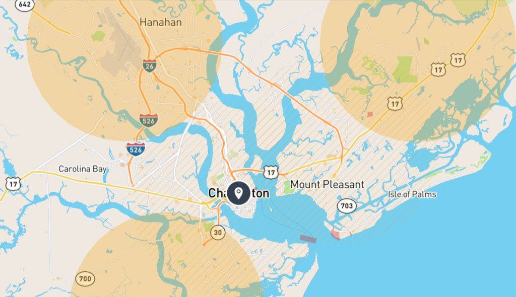 flying drones in Charleston map